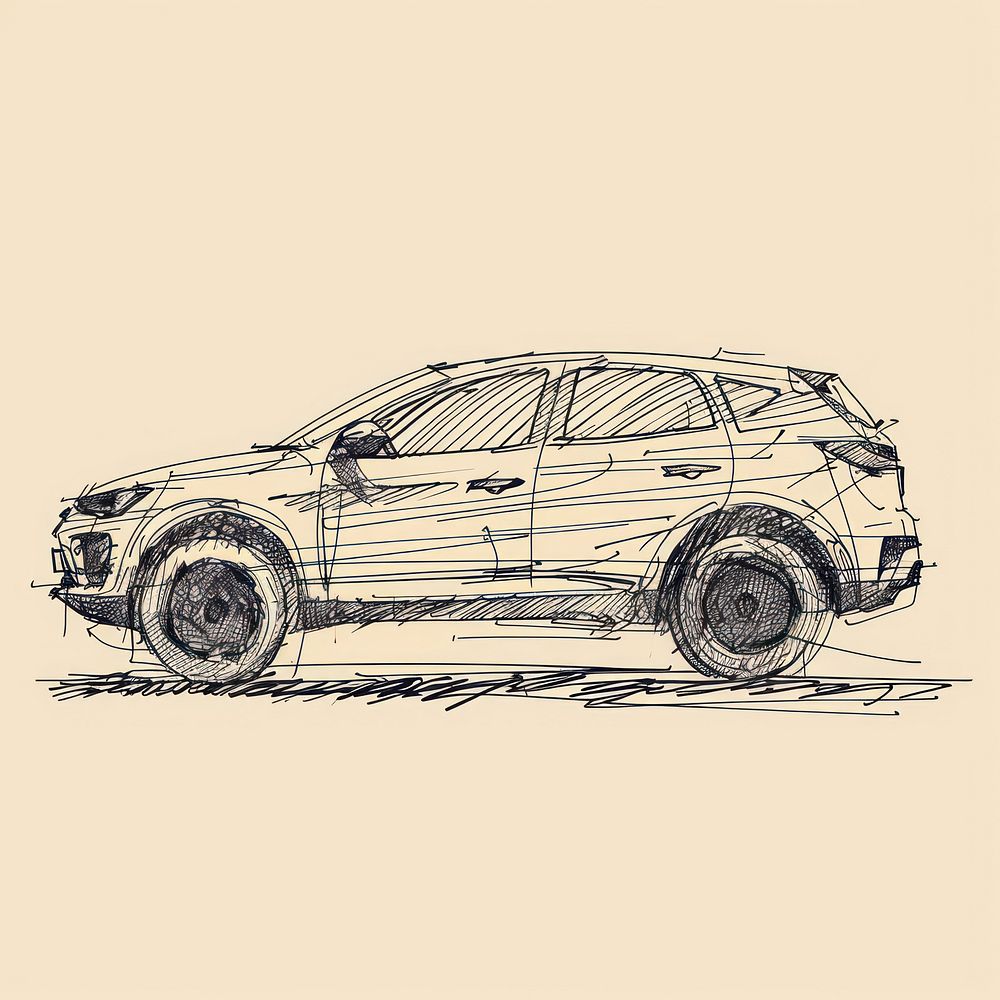 Hand drawn of car drawing sketch vehicle.