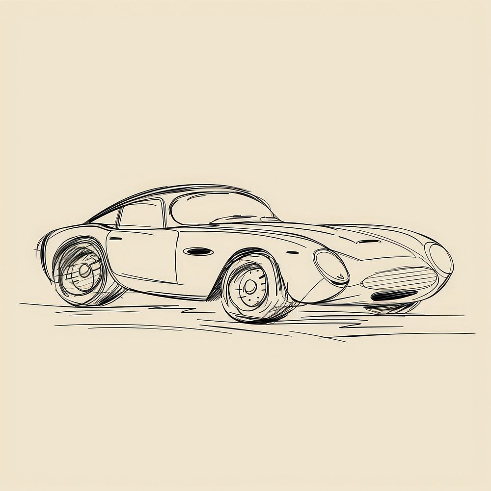 Hand drawn of car drawing sketch vehicle.