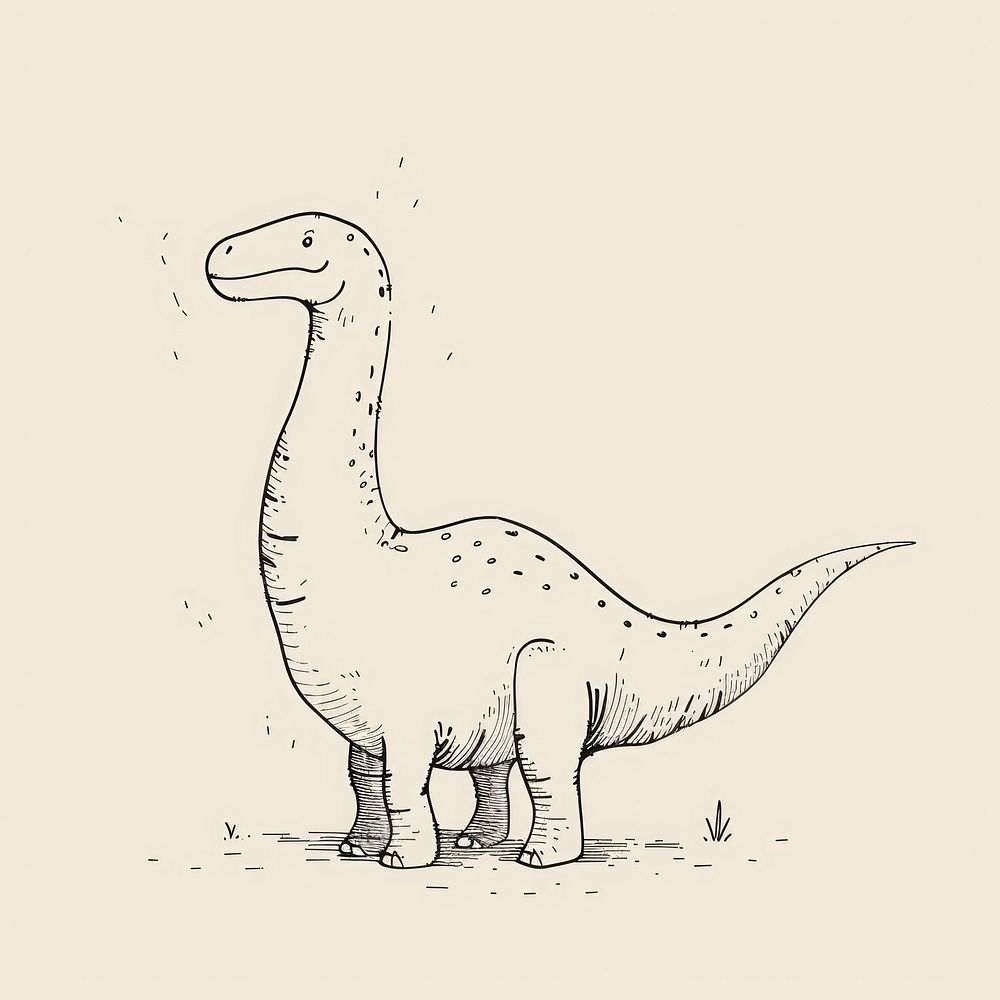 Hand drawn of dinosaur drawing sketch cartoon.