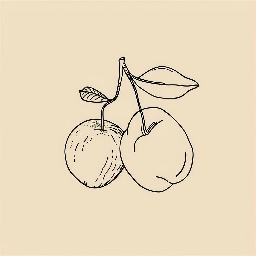 Hand drawn of fruit drawing sketch cartoon.