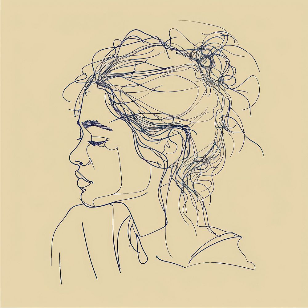 Hand drawn of girl drawing sketch artwork.