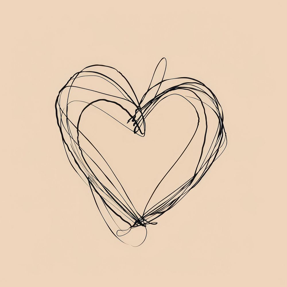 Hand drawn of heart drawing sketch cartoon.