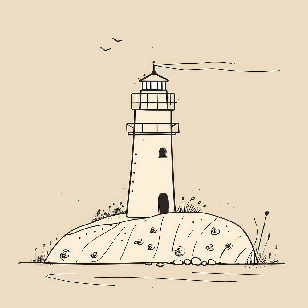 Hand drawn of lighthouse drawing sketch architecture.