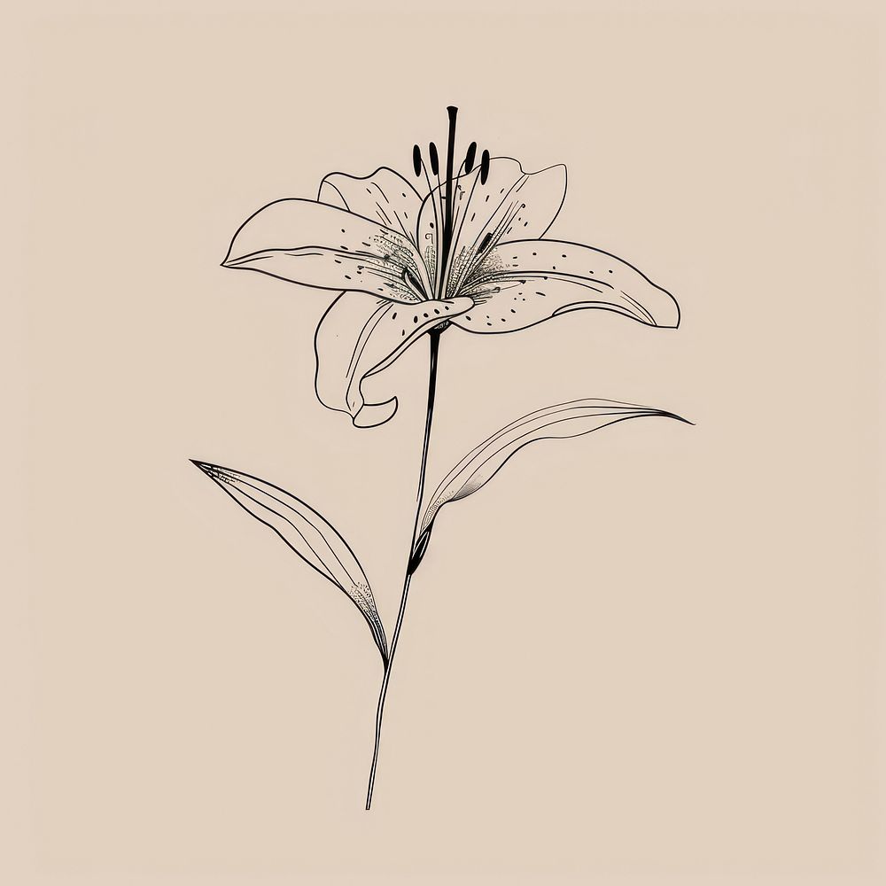 Hand drawn of lily drawing sketch flower.