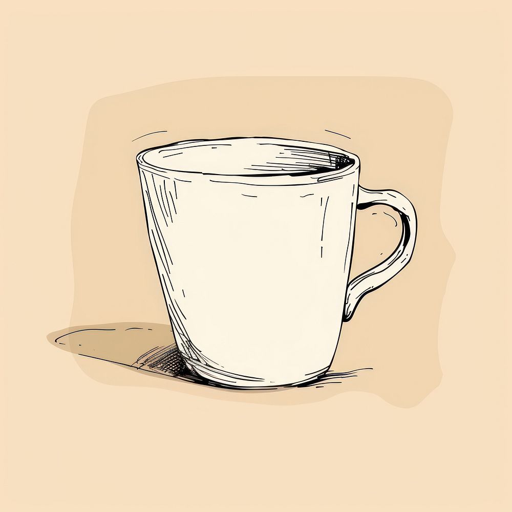 Hand drawn of mug drawing sketch cartoon.