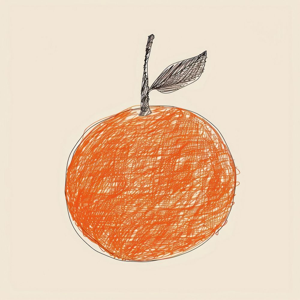 Hand drawn of orange drawing sketch fruit.