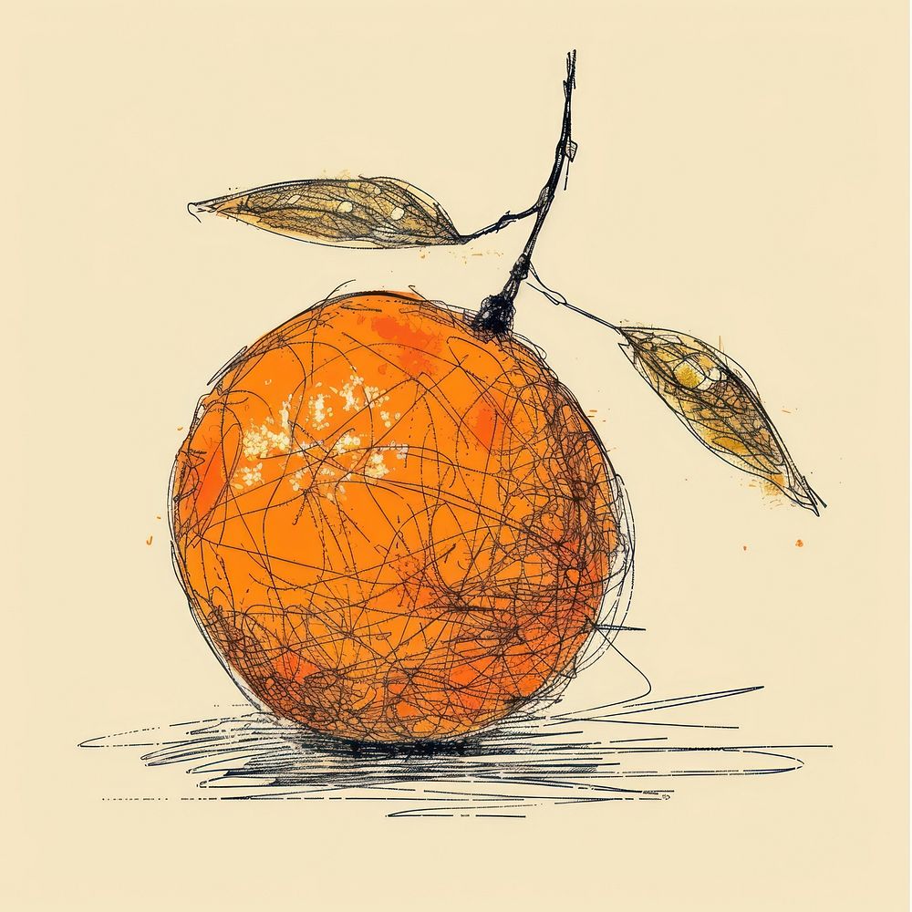 Hand drawn of orange art cartoon drawing.