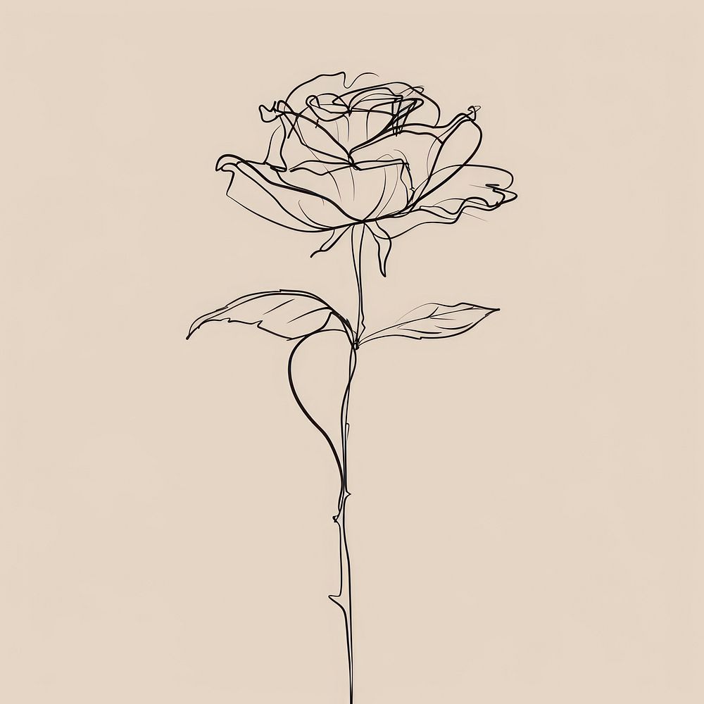 Hand drawn of rose drawing sketch monochrome.