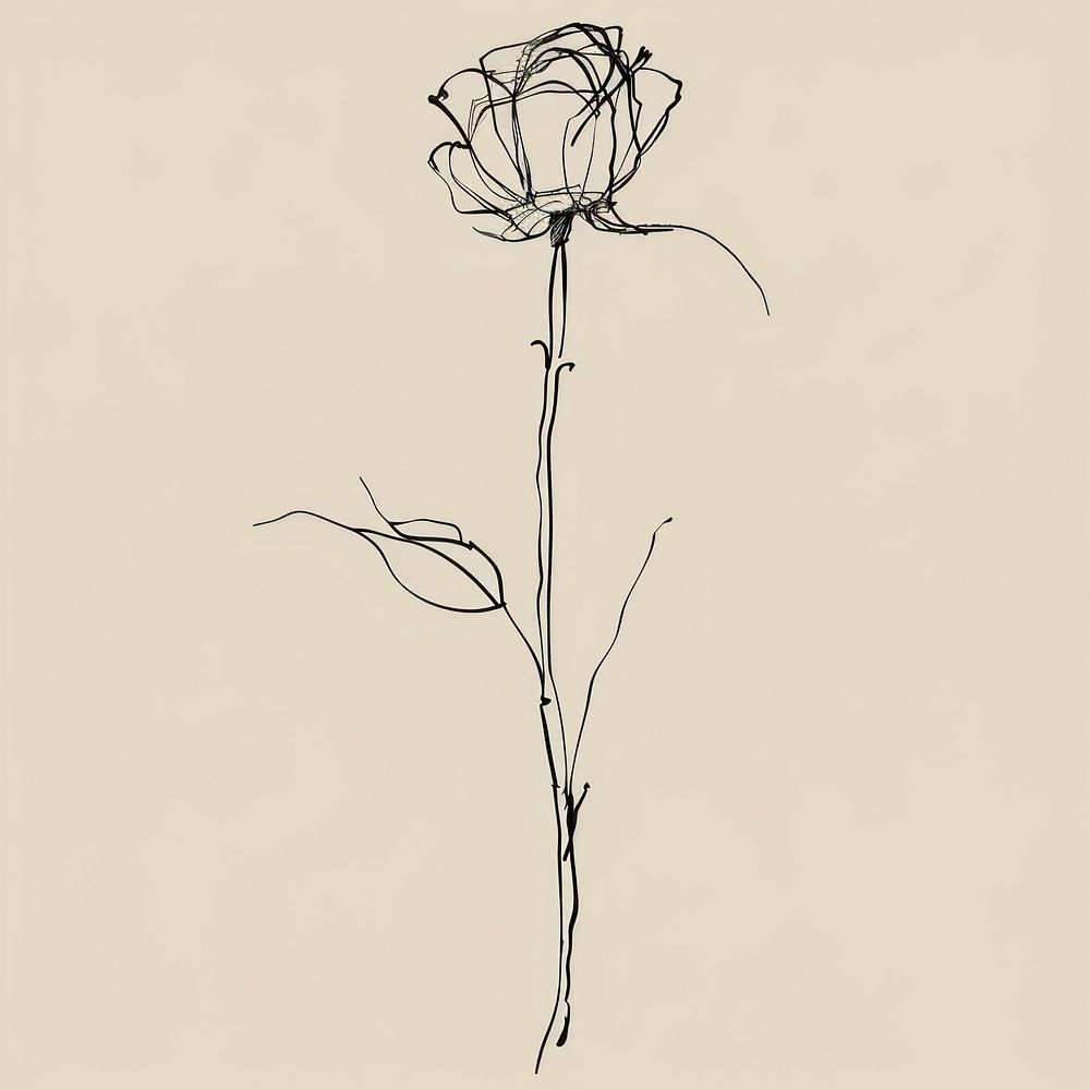 Hand drawn of rose drawing sketch flower.