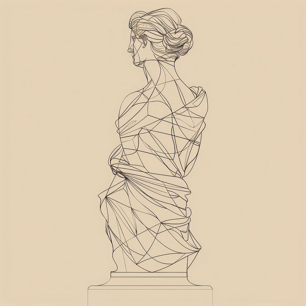Hand drawn of statue drawing sketch art.