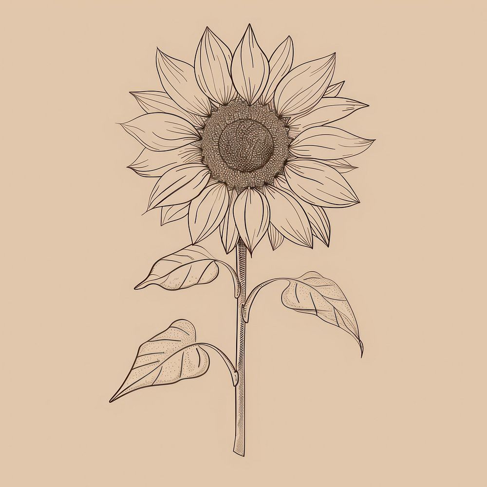 Hand drawn of sunflower drawing sketch cartoon.
