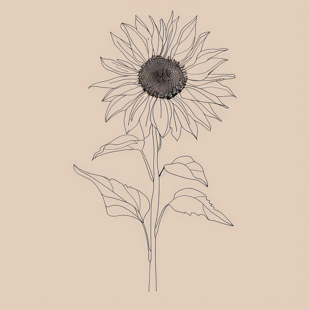 Hand drawn of sunflower drawing sketch cartoon.