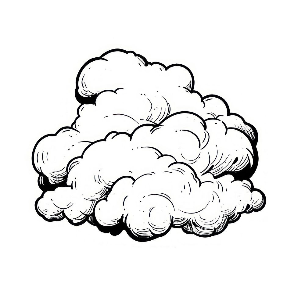 Outline sketching illustration of a cloud cartoon drawing white.