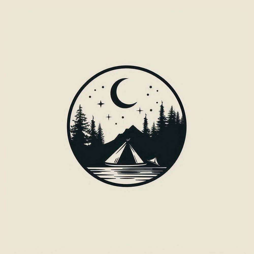 Minimalist Summer Camp logo outdoors nature night.
