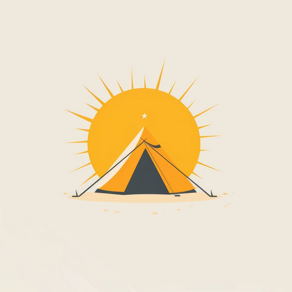 Minimalist Summer Camp logo outdoors camping tent.