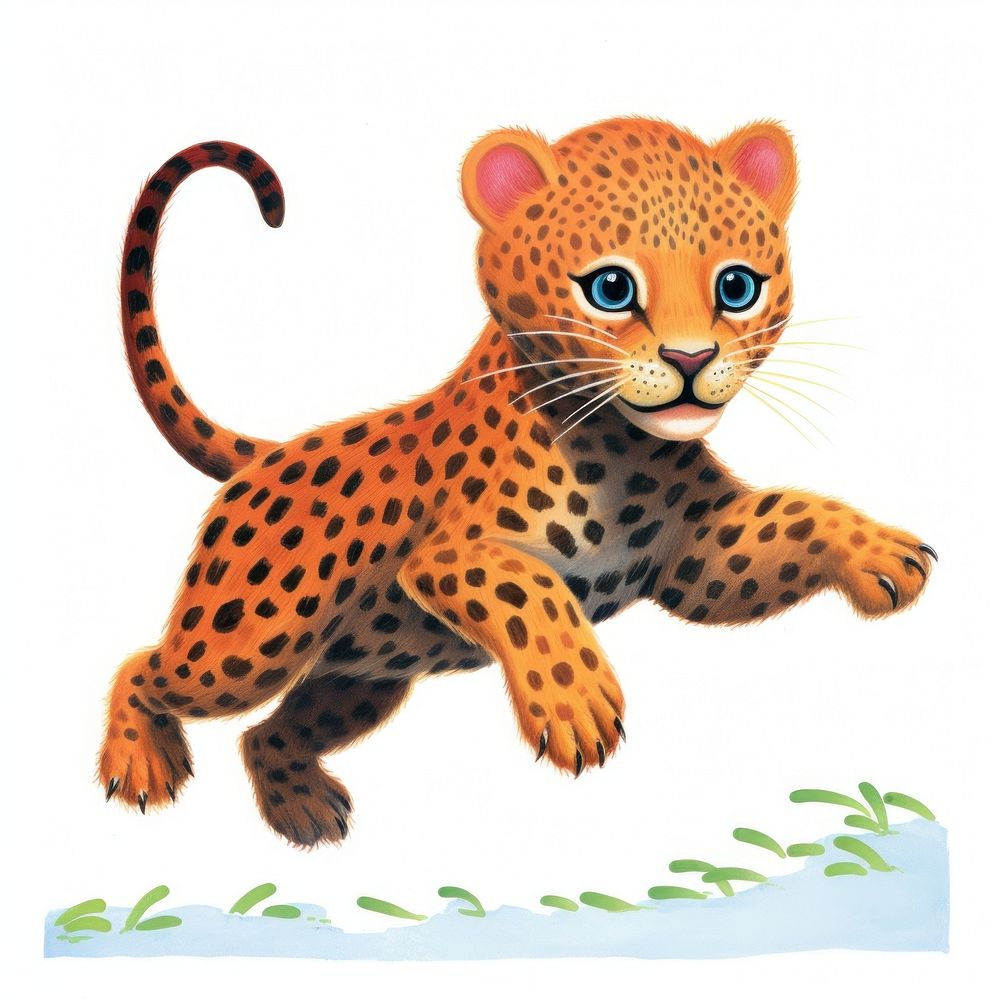 Baby jaguar jumping wildlife cheetah leopard.
