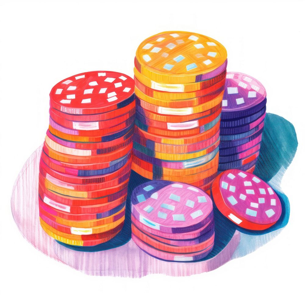 Casino chips gambling game white background.