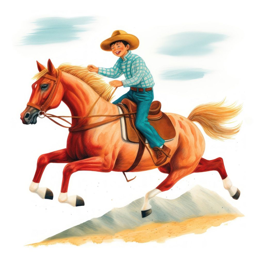 Cowboy riding horse mammal animal livestock.