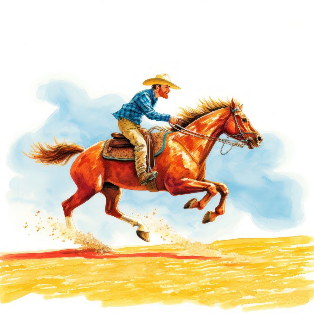 Cowboy riding horse mammal animal recreation.