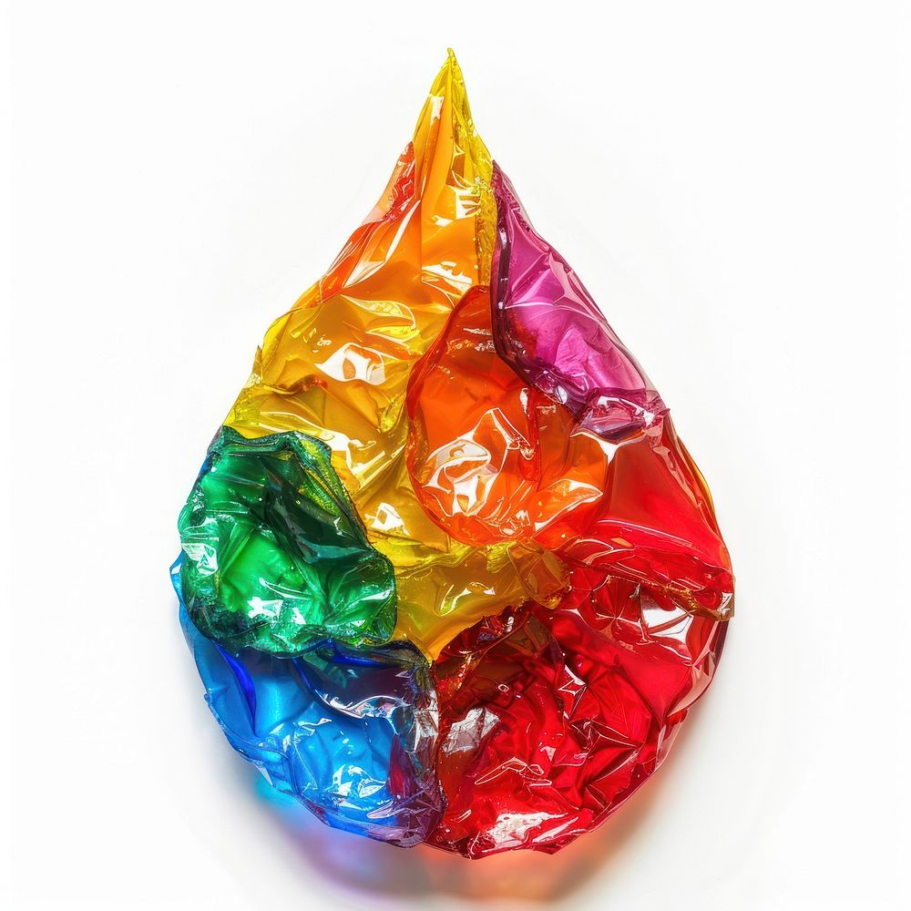 Water drop made from polyethylene confectionery plastic food.