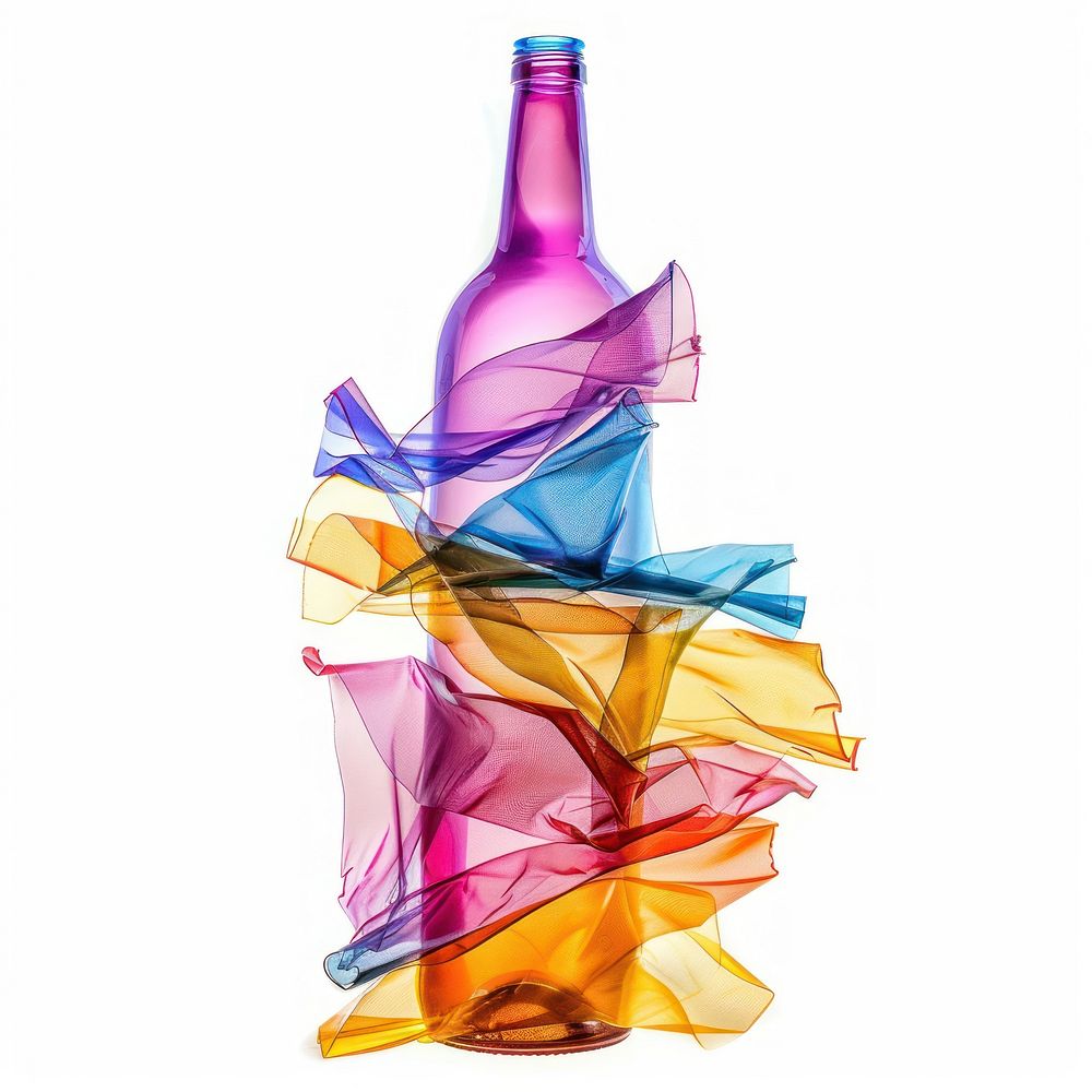 Wine bottle made from polyethylene plastic glass drink.