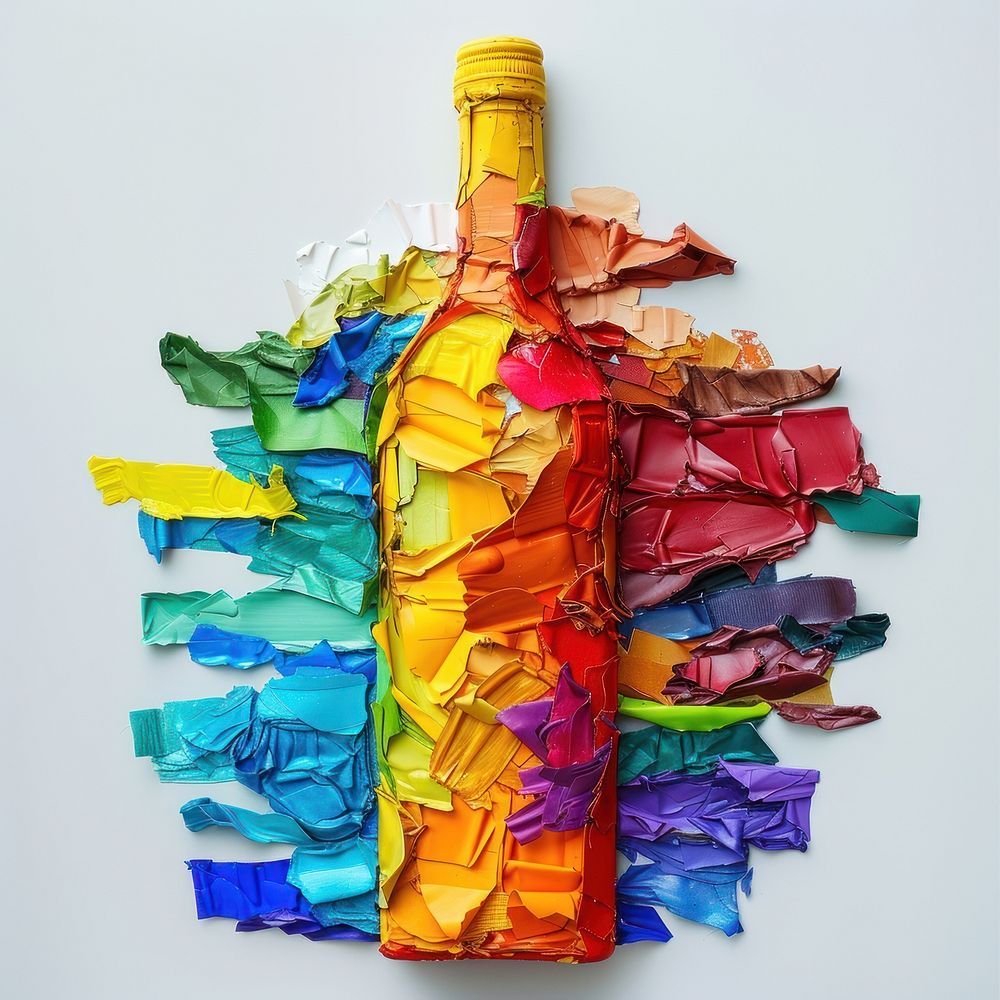 Wine bottle made from polyethylene drink art white background.