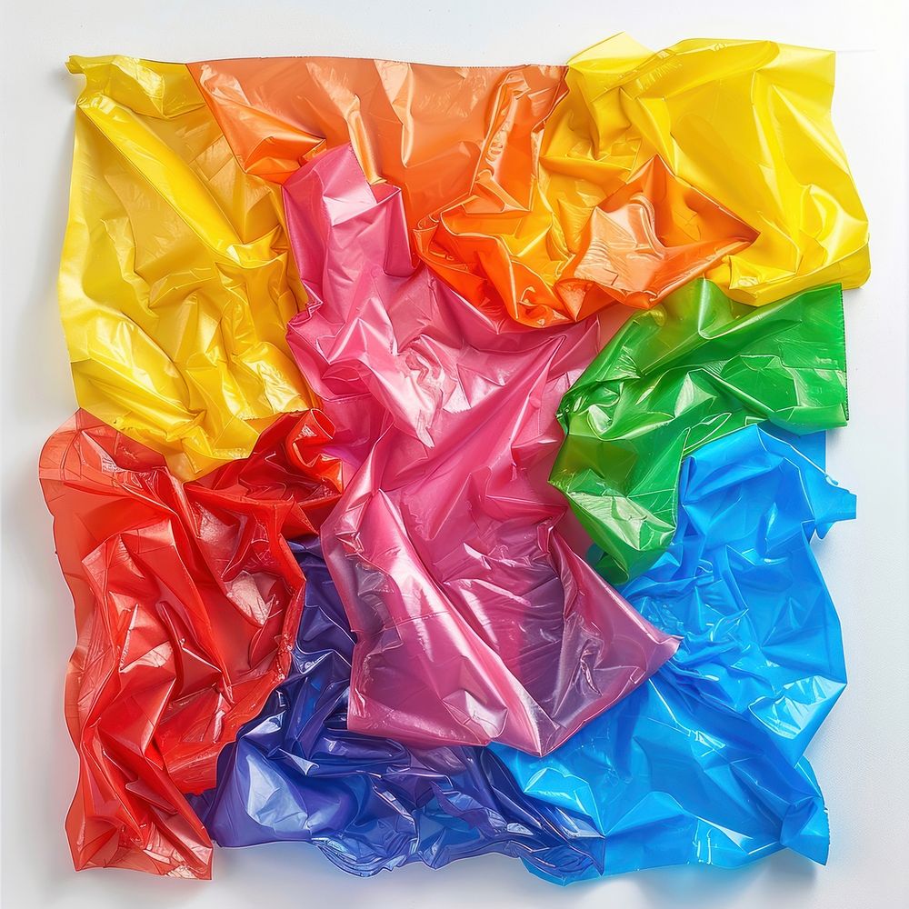 Bag made from polyethylene plastic backgrounds white background.