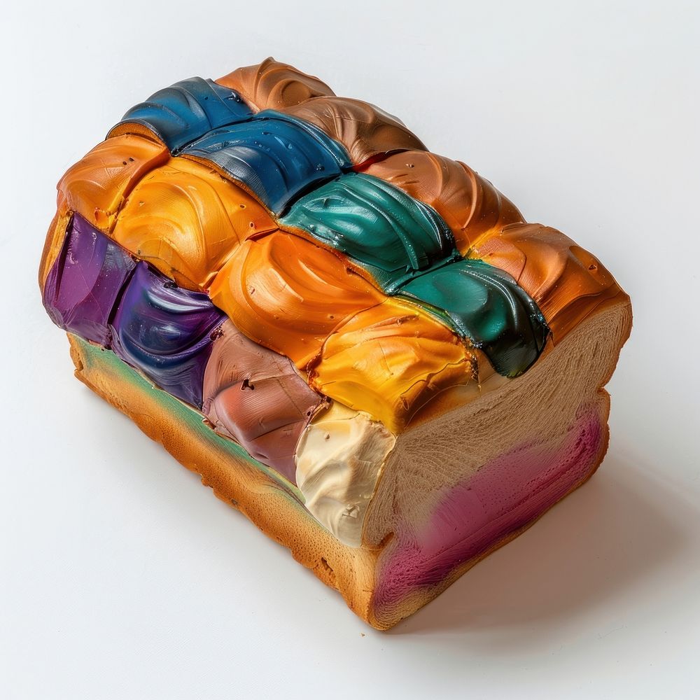 Bread made from polyethylene dessert food white background.