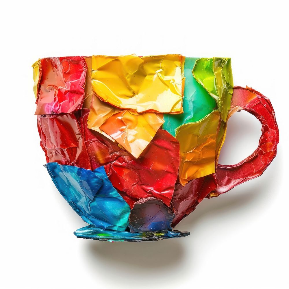 Coffee cup made from polyethylene mug art white background.