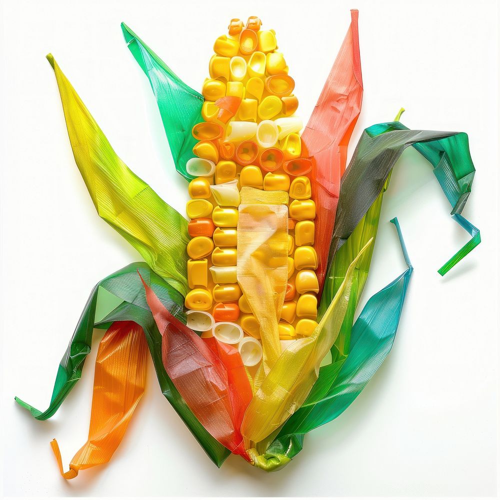 Corn made from polyethylene food white background medication.