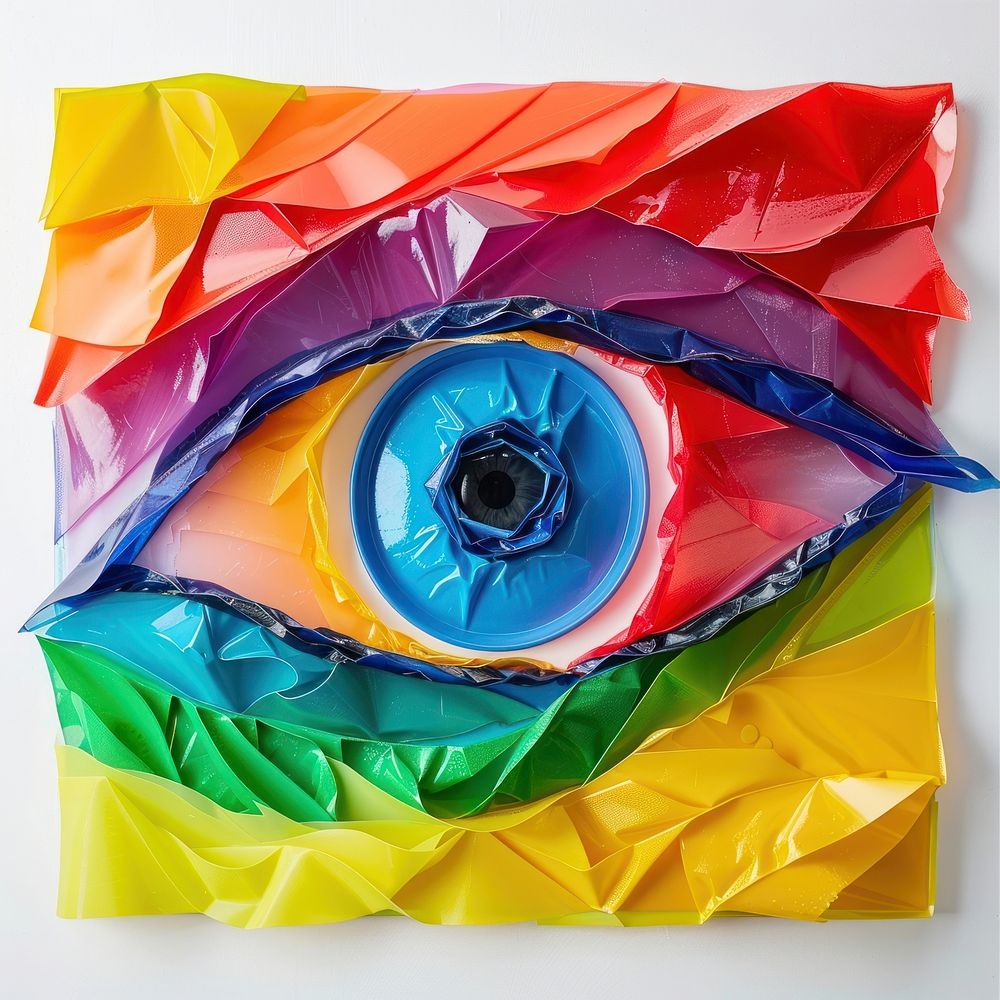Eye made from polyethylene art creativity painting.