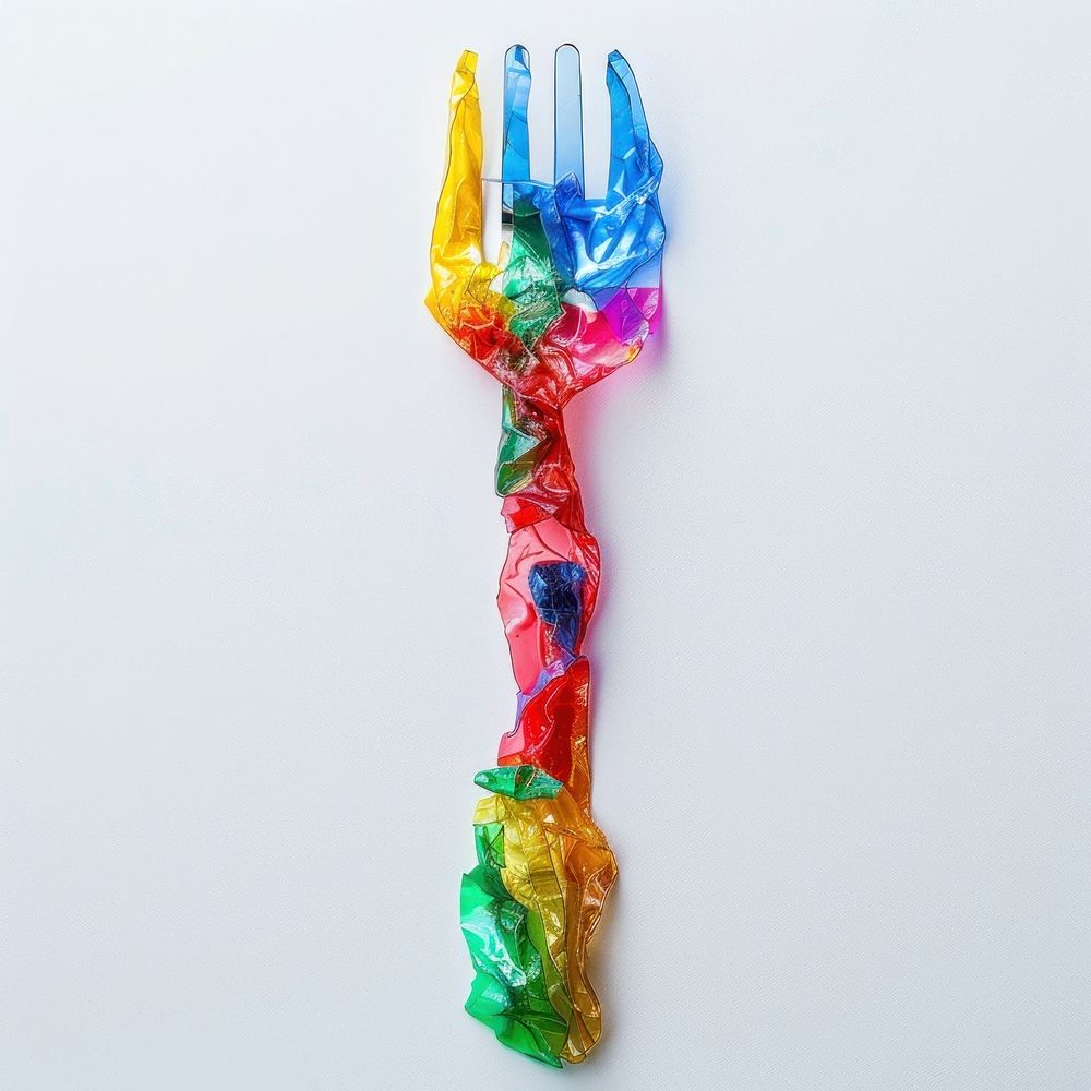 Fork made from polyethylene plastic white background confectionery.