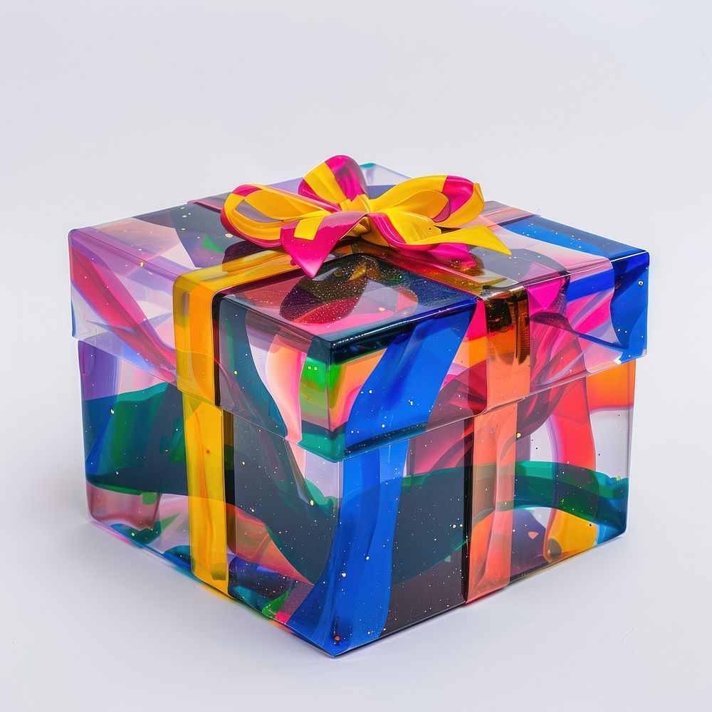 Gift box made from polyethylene white background celebration anniversary.