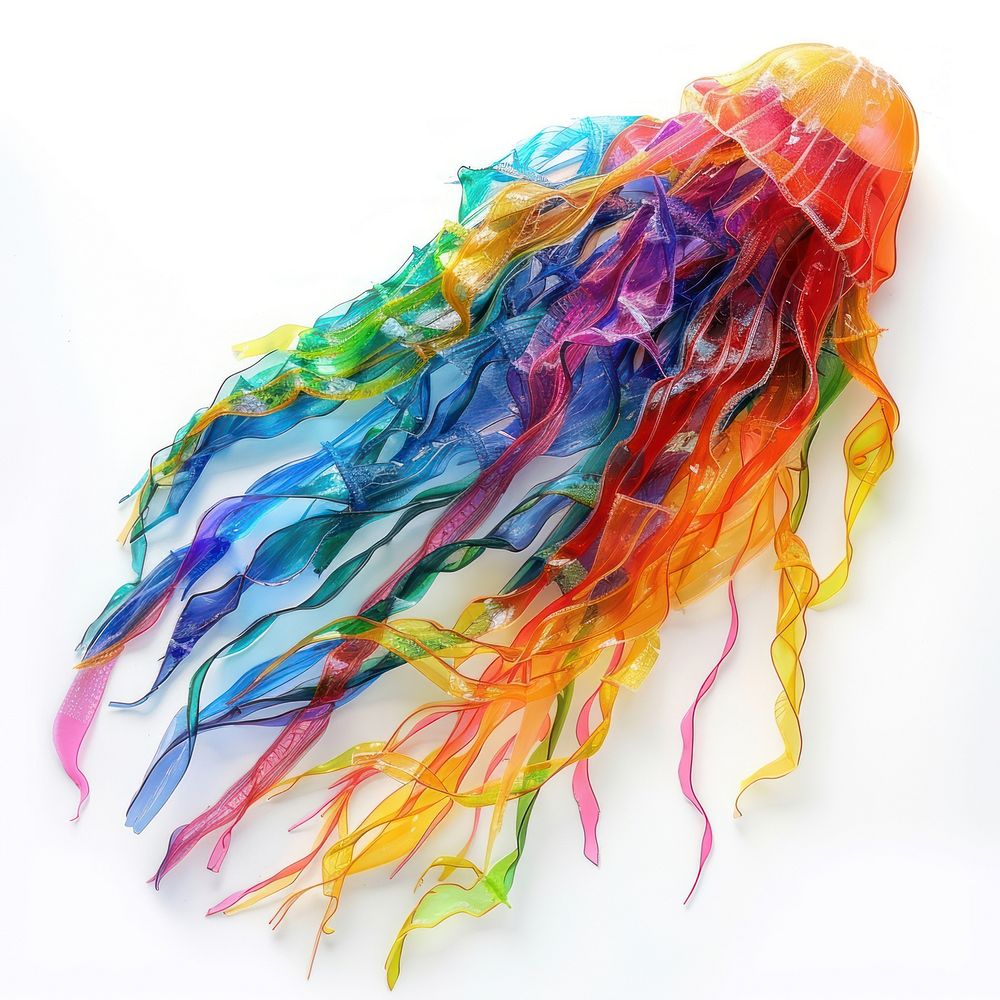 Jellyfish made from polyethylene art white background creativity.