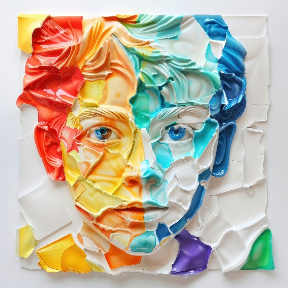 Kid made from polyethylene painting art representation.