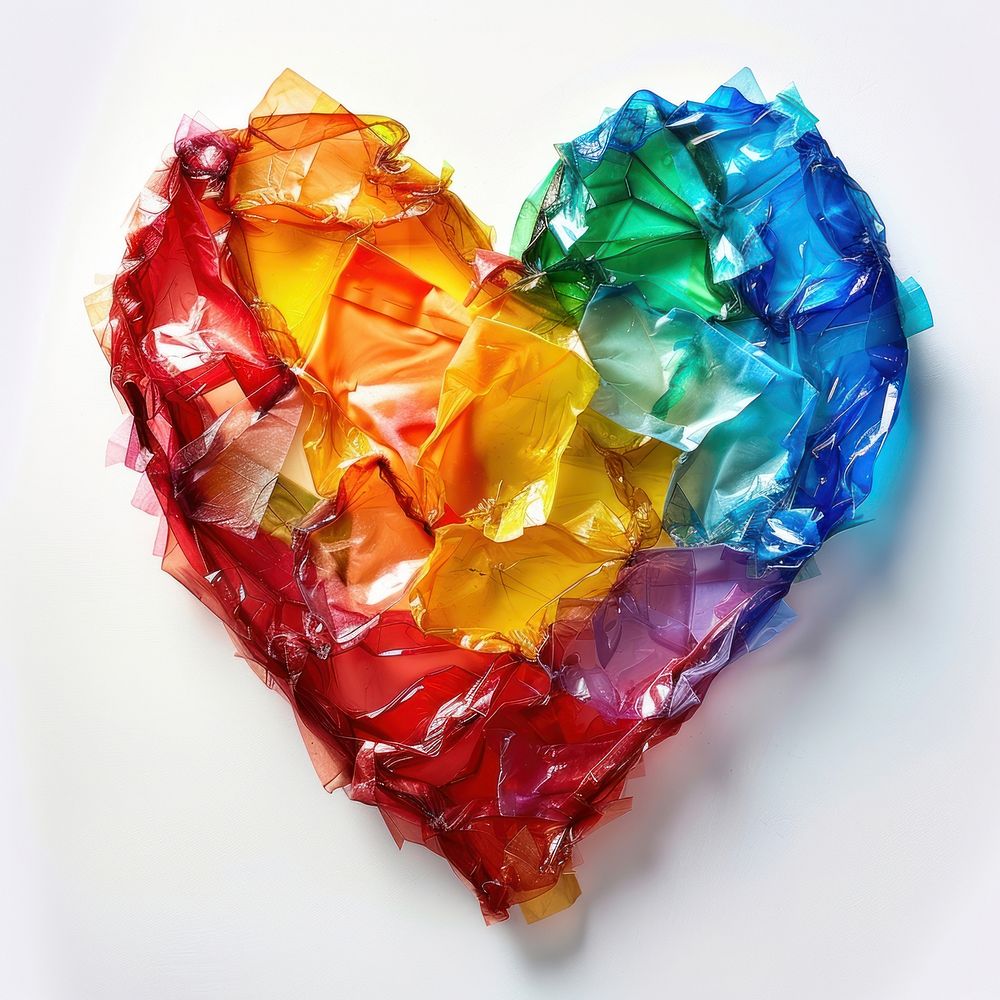 Love heart made from polyethylene white background confectionery celebration.
