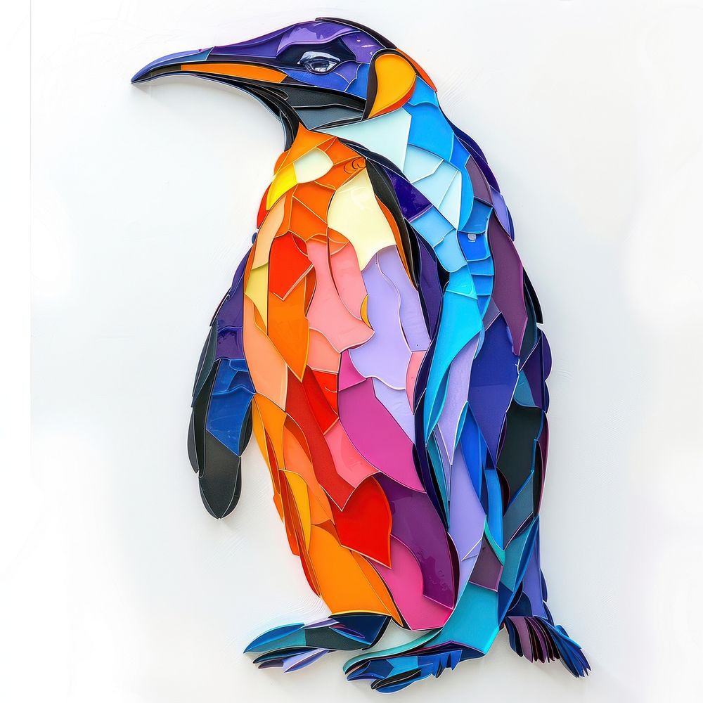 Penguin made from polyethylene animal bird art.