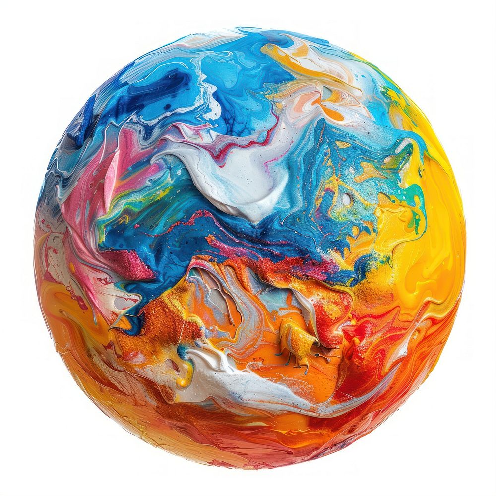 Planet made from polyethylene sphere white background creativity.