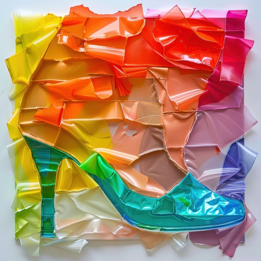 Shoes made from polyethylene backgrounds plastic art.