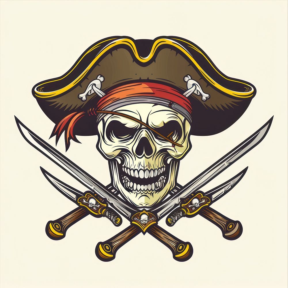 Pirates sword cross icon pirate history cartoon.