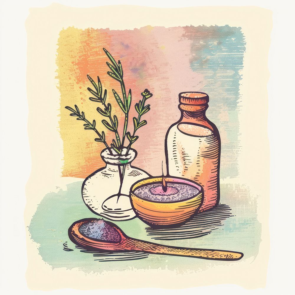 Aromatherapy spa plant herbs art.