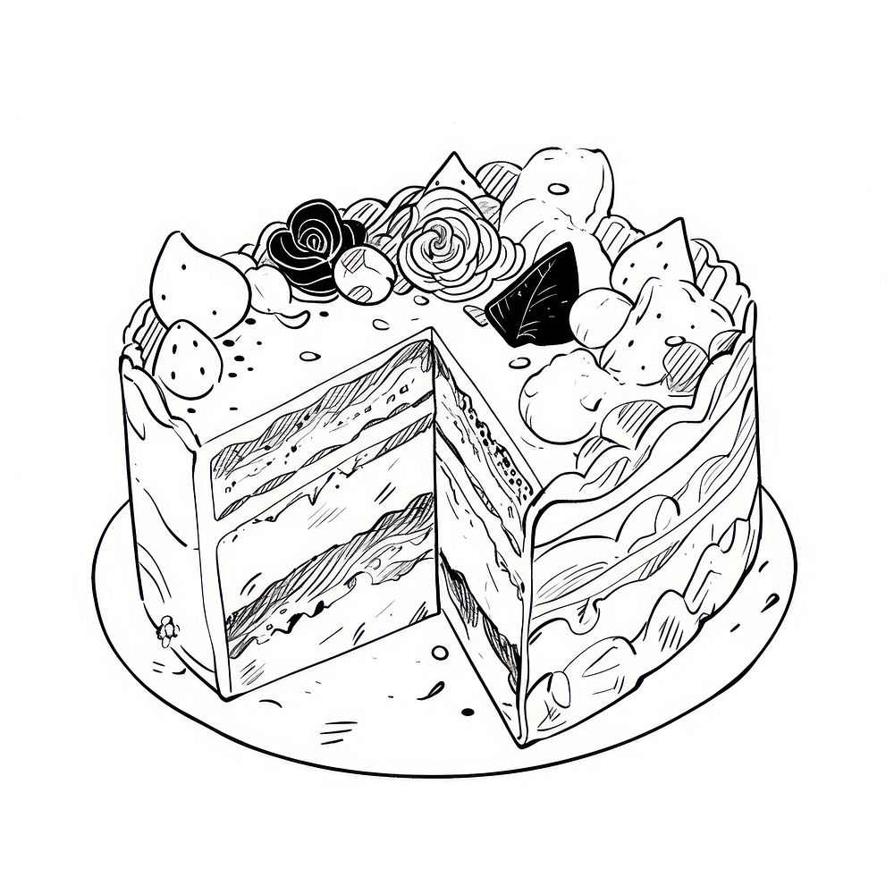 Illustration of a stunning cake sketch dessert cartoon.