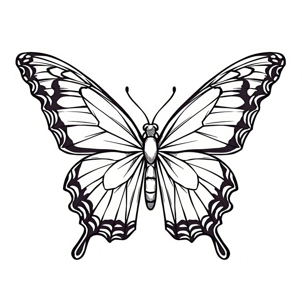 Illustration of a stunning butterfly sketch cartoon drawing.