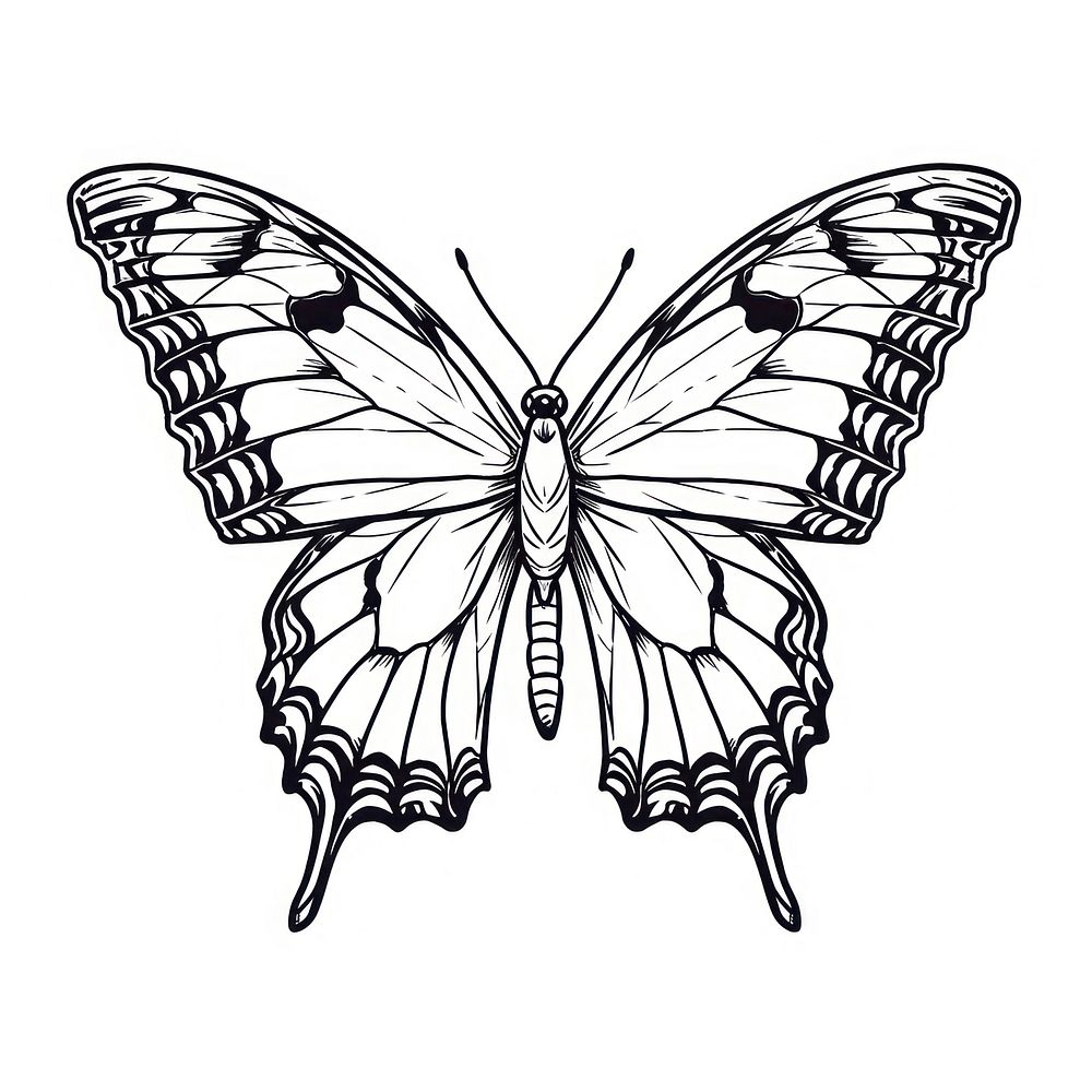 Illustration of a stunning butterfly sketch cartoon drawing.