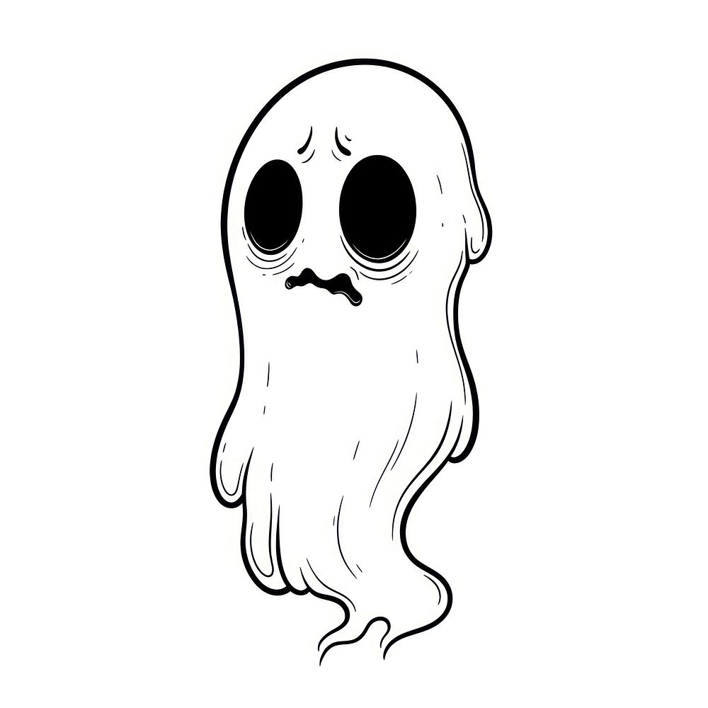 Illustration of a minimal simple ghost sketch cartoon drawing.