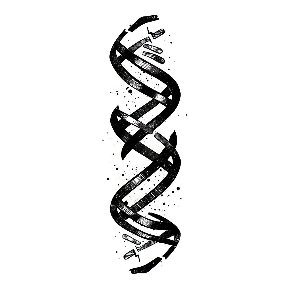 Illustration of a minimal simple dna spiral calligraphy sketch line.