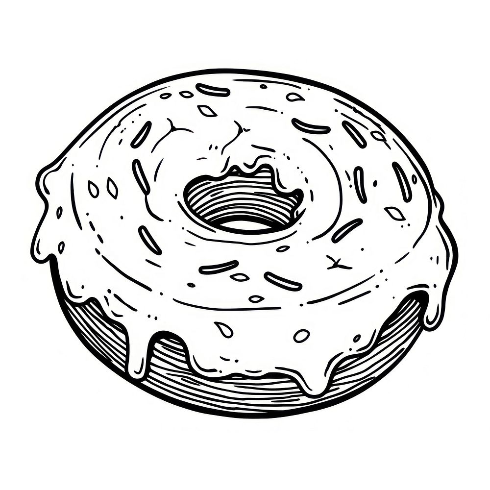 Illustration of a minimal simple donut dessert cartoon sketch.