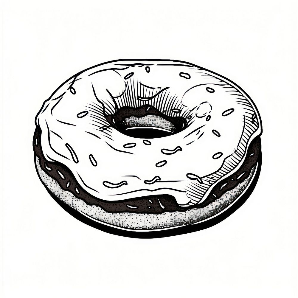 Illustration of a minimal simple donut dessert cartoon sketch.