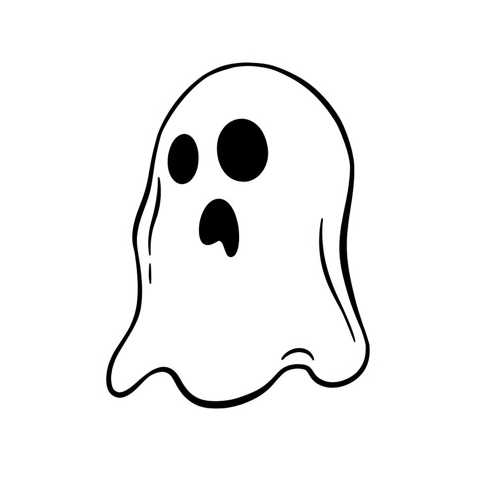 Illustration of a minimal simple ghost cartoon sketch white.