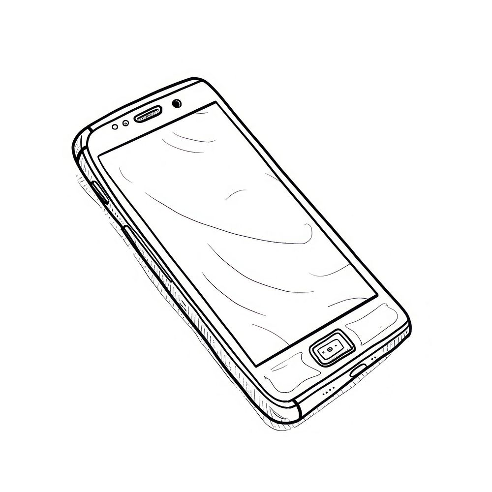 Illustration of a smartphone cartoon sketch line.